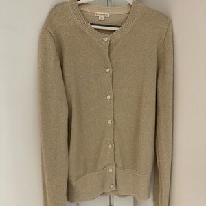 Beige Button-Up Cardigan Sweater